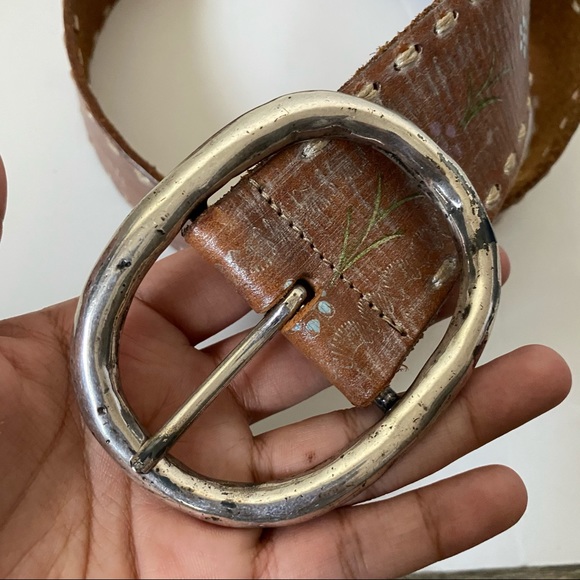 Anthropologie Streets Ahead Leather Floral Belt - Picture 2 of 5